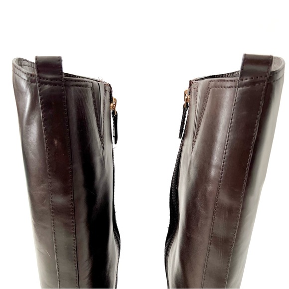 TORY BURCH | Tall Riding Boots Bristol Dark Brown Coconut Leather Size 7 - Picture 10 of 15